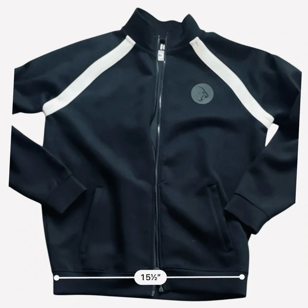 IQ Lion Athletics black sports activewear track jacket zip pockets logo Men M